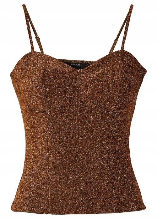 Top z połyskiem czarno-złoty r.44/46