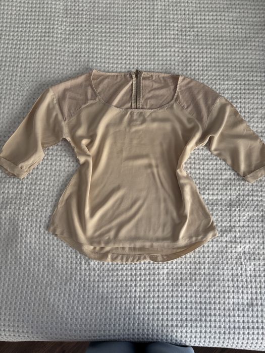 bluzka kremowa ecru rękaw 3/4 z suwakiem m 38