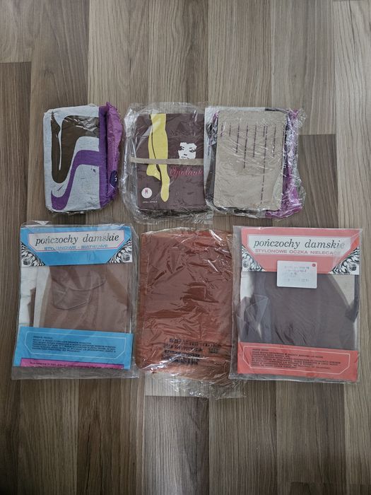 Zestaw: pończochy nylonowe, Feniks, Opolanka, PRL, Vintage
