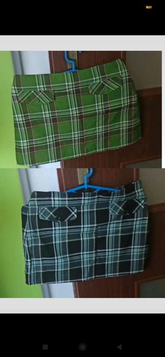Krótka mini spódniczka w kratkę, 2 sztuki zielona czarna y2k h&m