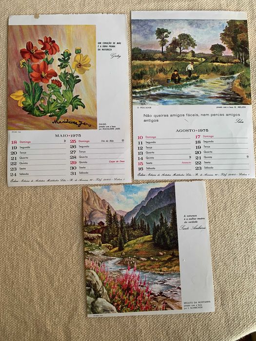 Calendário Religioso antigo vintage 1975