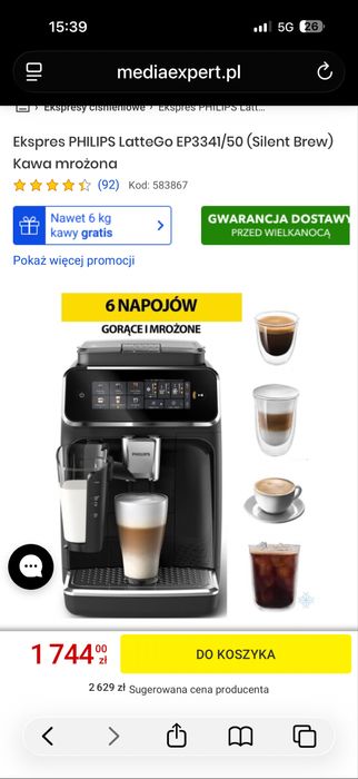 Ekspres PHILIPS LatteGo EP3341/50