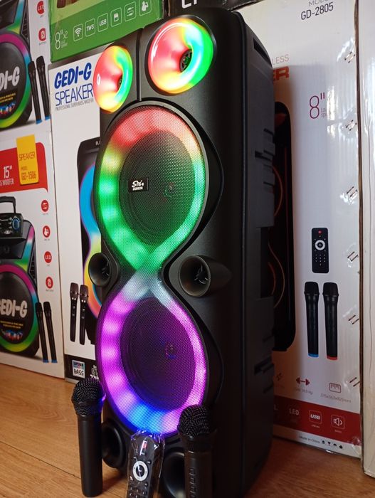 Караоке акустика Atlanfa-82(Bluetooth,SD,USB,FM) пультДУ, 2микрофона.