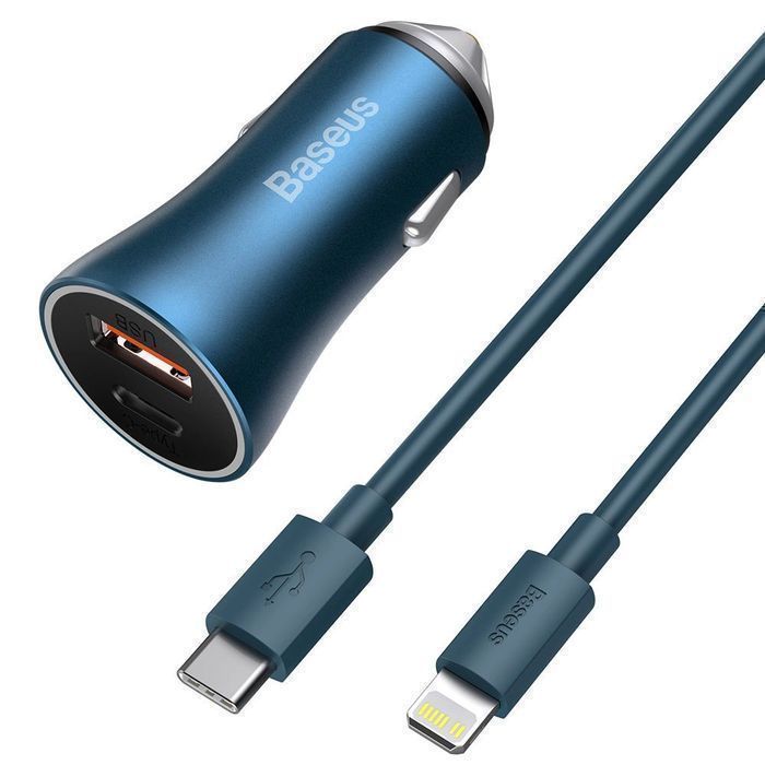Baseus szybka ładowarka samochodowa USB C / USB 40W PD 3.0 QC + kabel