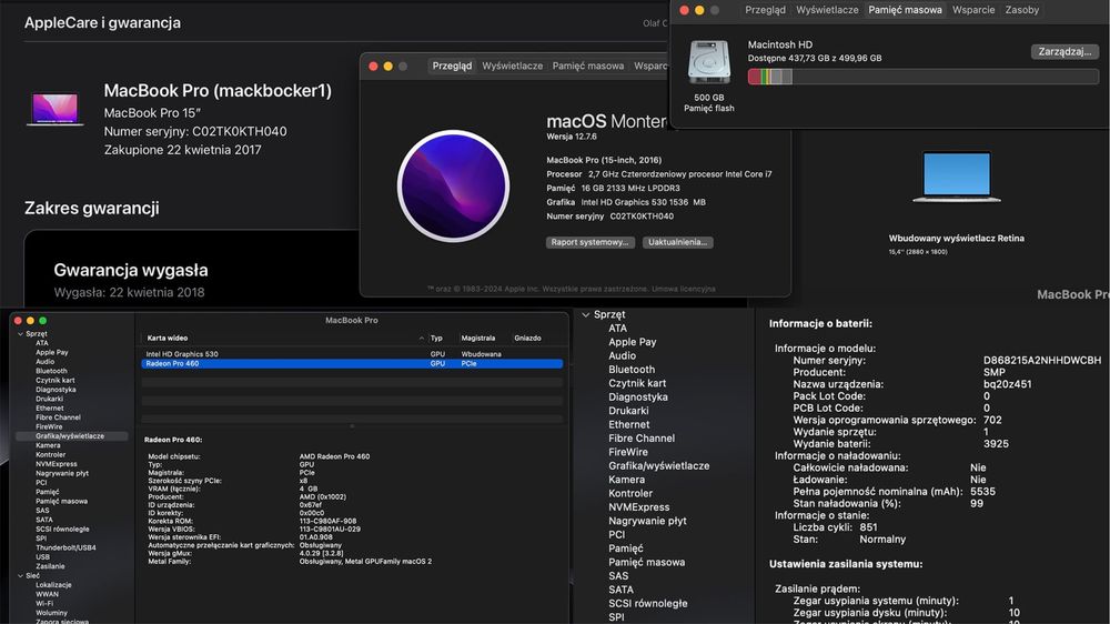 MacBook Pro 15 2016 A1707  i7 | 16GB RAM | 512GB  | Radeon Pro 460 4GB