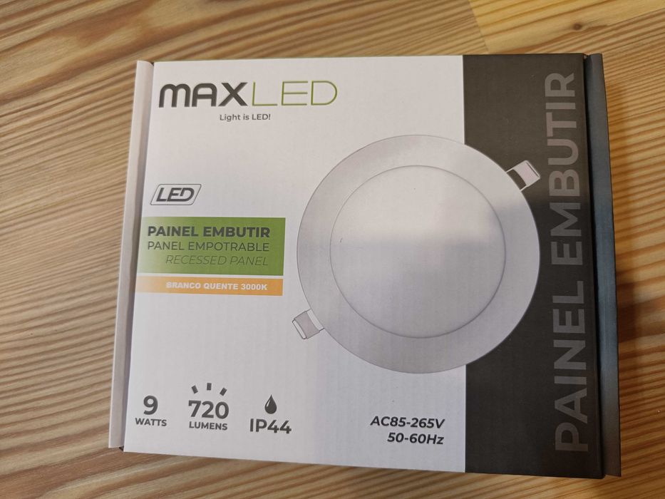 Maxled Painel LED Luz/Lâmpada Redondo Encastrar 9 W 6500 K