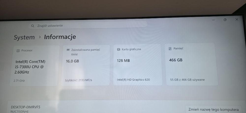 minikomputer Intel NUC i5 ssd 512 16gb ram ddr4
