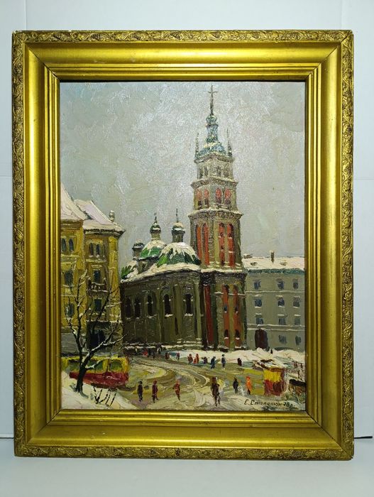 Картина маслом на холсті,велика 1978 р"Львів вул.Підвальна"