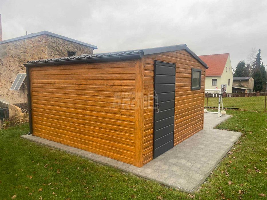 Schowekogrodowy 4x4m okno rynny  Blachodachówka dach dwuspadowy GP529