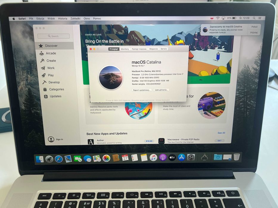 MacBook Pro Retina 15 A1398 z nową baterią