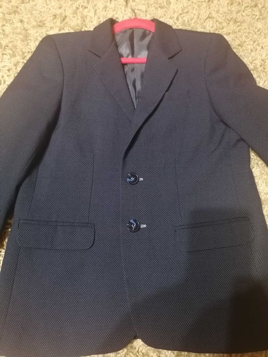 garnitur chłopięcy (marynarka + spodnie), granatowy, rozm.140