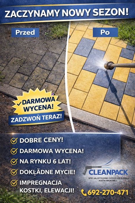 Mycie Czyszczenie Kostki Brukowej ogrodzeń, elewacji, NISKIE CENY