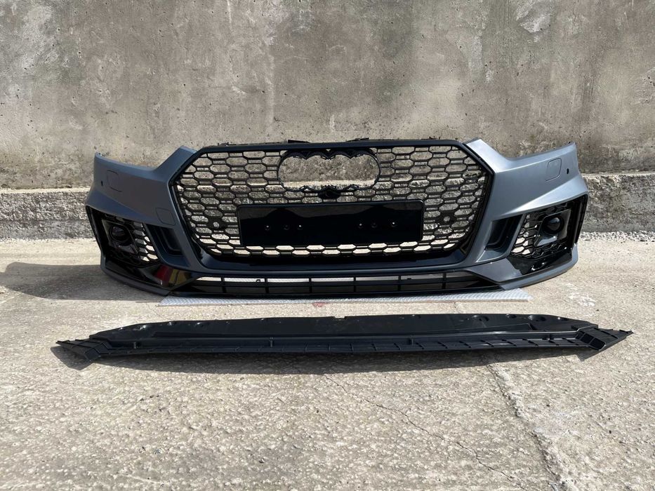 Передній бампер для Ауді Audi A5 B9 2016-2020 в стилі  RS під радари Full Black Повнійстю чорний