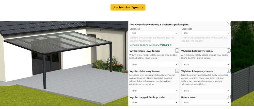 Nowoczesne zadaszenie tarasu 3×4 m – skonfiguruj swój model