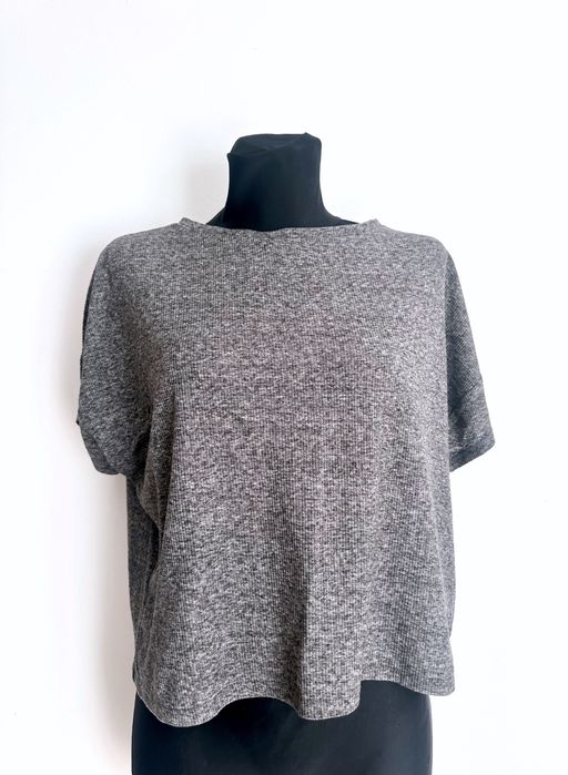 Szara damska bluzka prążkowana prążki melanżowa basic klasyk S 36 H&M