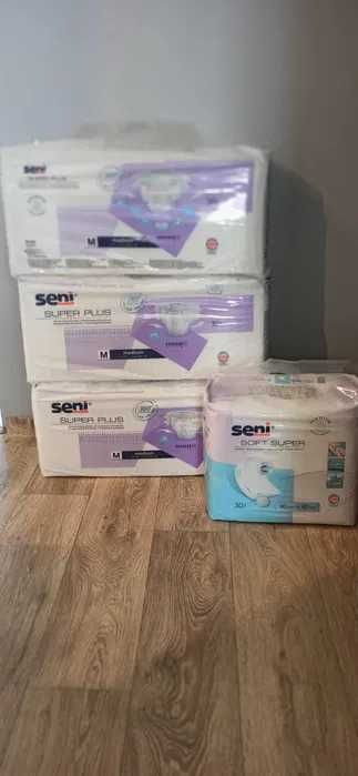 Pampersy Seni Super Plus M i podkłady – zestaw „Śpisz spokojnie”