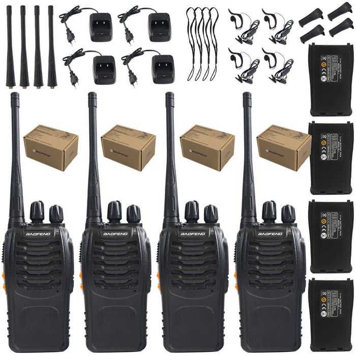Krótkofalówki 4 Sztuki BF-888s duży zasięg do 7km!!! Krótkofalówki 5W!