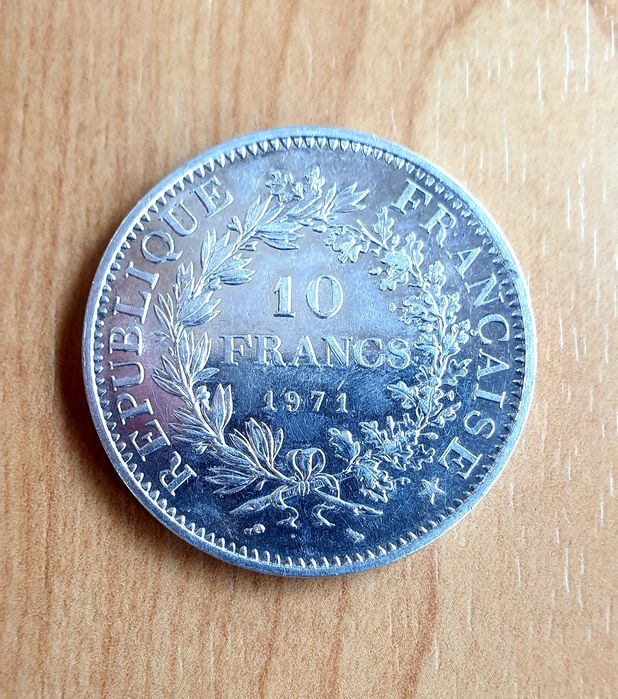 10 Francos França 1971 Hércules Prata
