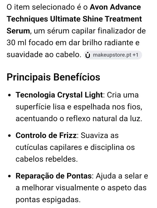 Sérum para Cabelo Ultimate Shine 30ml AVON