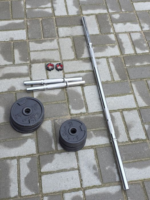 Conjunto Halters , barra e pesos