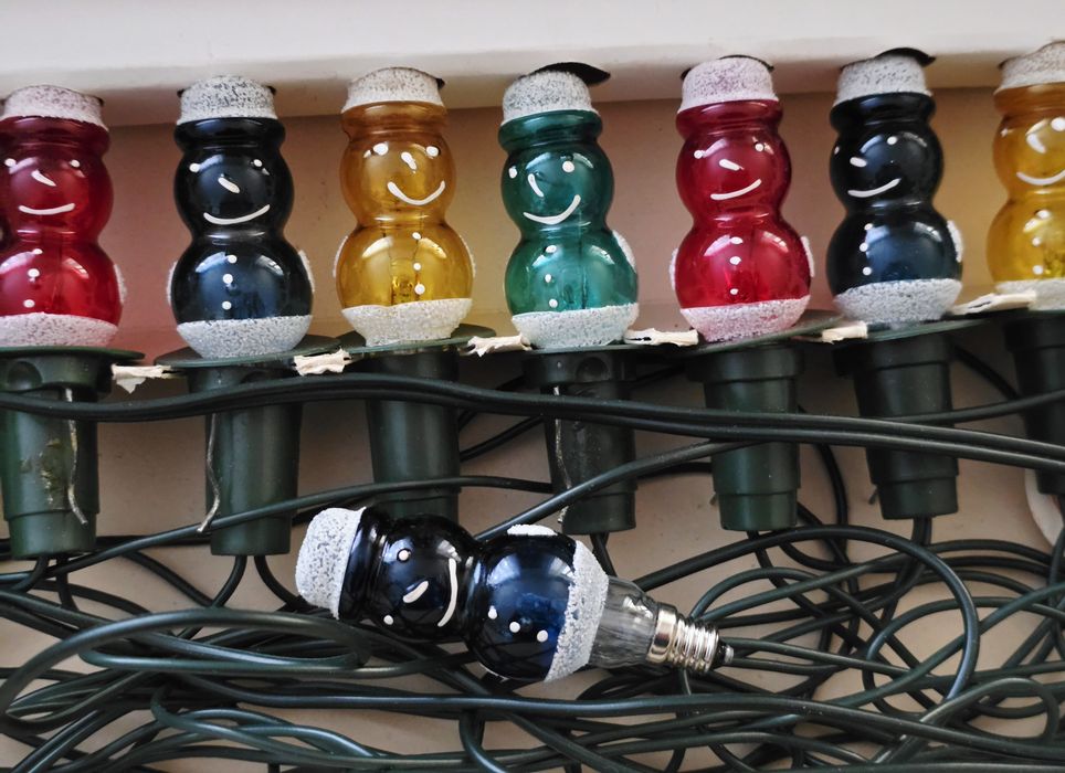 Lampki choinkowe Retro kształtki bałwanki światełka vintage 

światełk