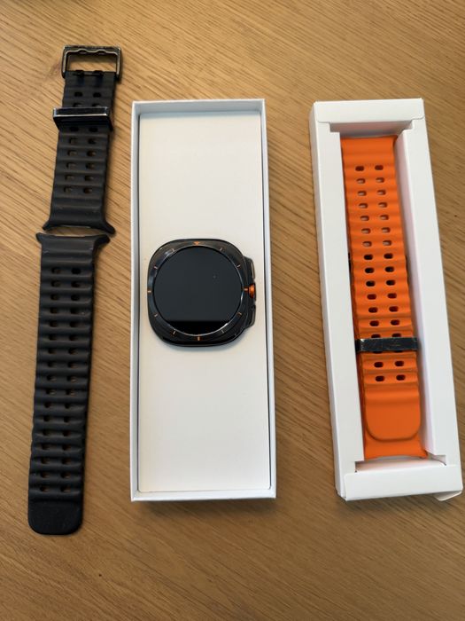 Galaxy Watch Ultra 2025 LTE + 2 Braceletes Borracha Preta e Laranja