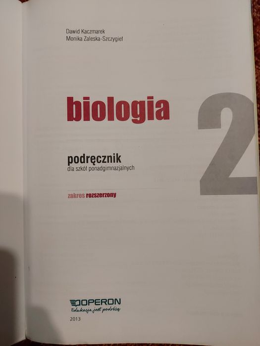 Podręcznik Biologia 2. Zakres rozszerzony.