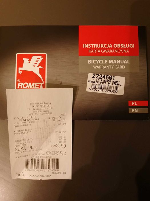 rower 24 cale Romet z dokumentami