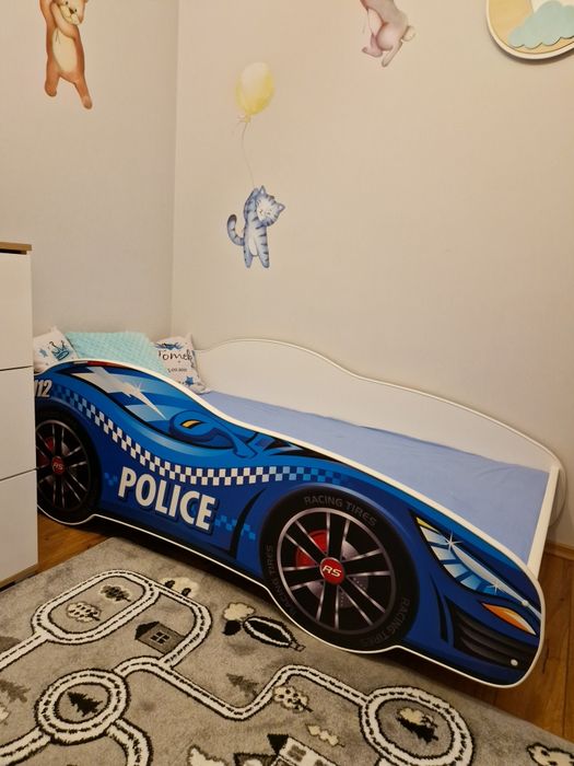 Łóżko auto policyjne + materac 80x160