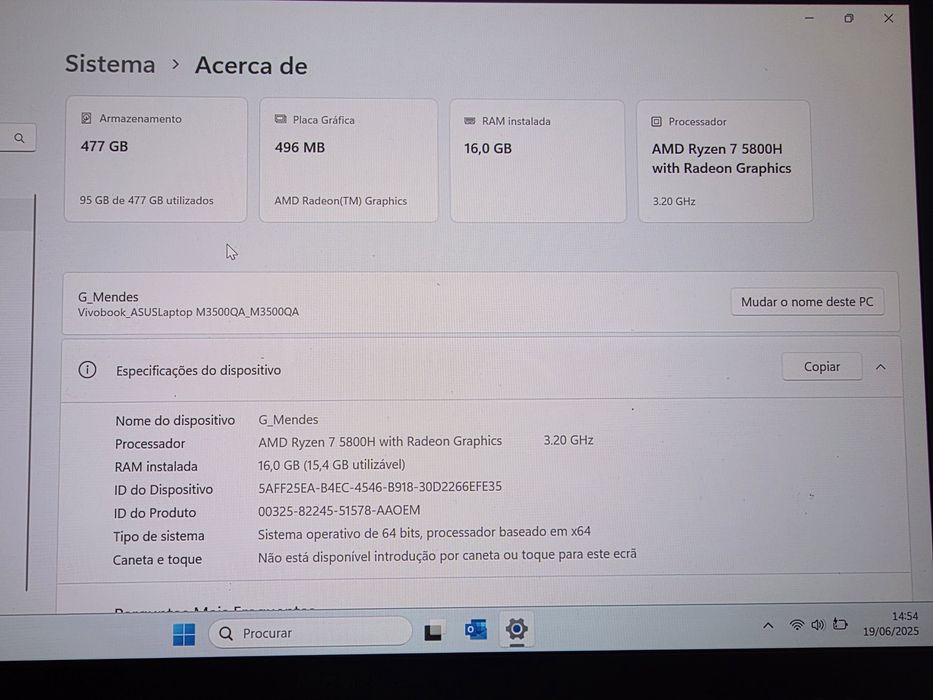 Asus Vivobook Oled 15" Ryzen 7