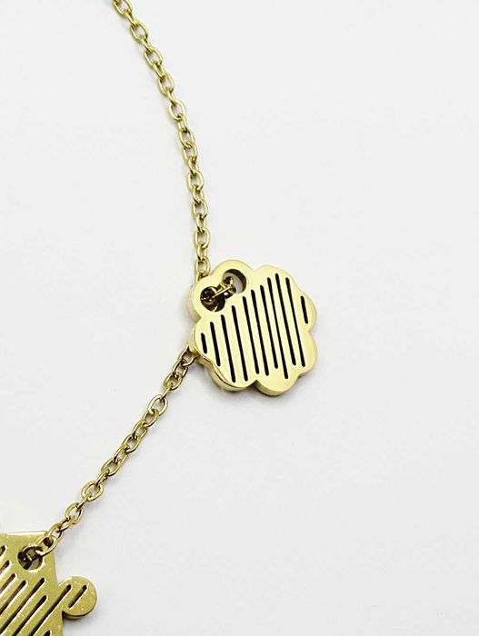 Bransoletka stal chirurgiczna złota serce puzzle koniczynka paski BB4