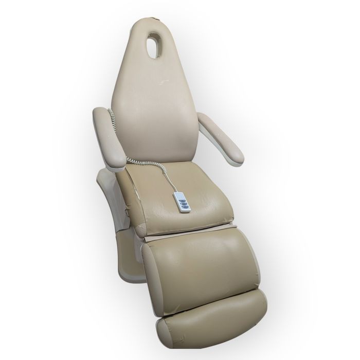 Fotel kosmetyczny elektryczny beżowy kosmetolog podolog pilot zabiegi