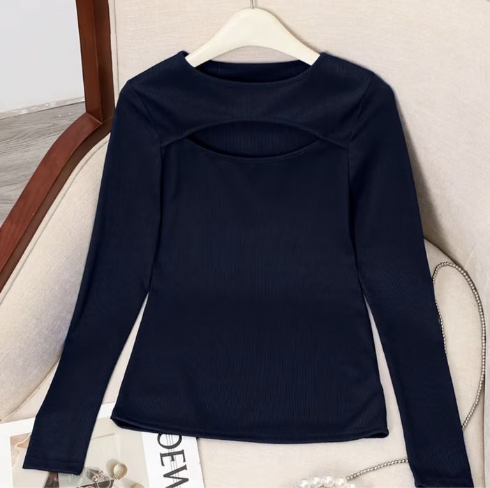 Лонгслів жіночий.Кофта у рубчик.Темно синя кофта