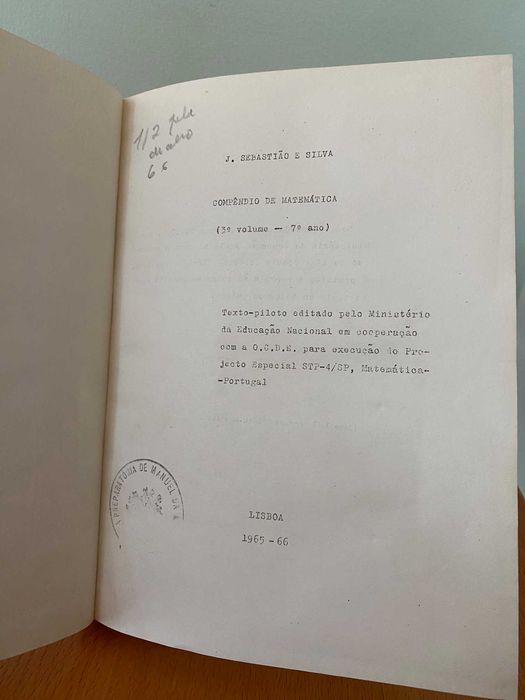 Compêndio de Matemática, 3º Volume, 7º Ano - José Sebastião e Silva