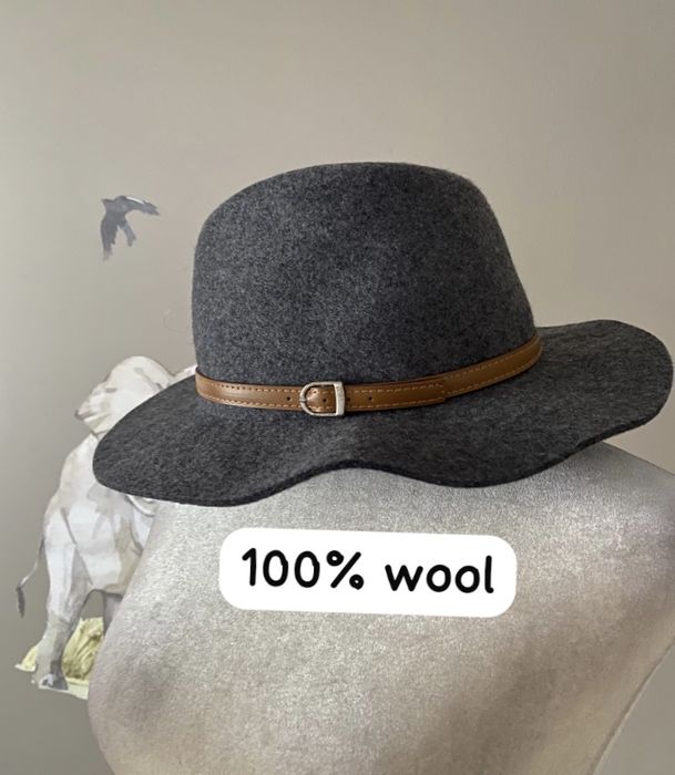 Elegancki wełniany szary kapelusz nowy z wełny kapelusz