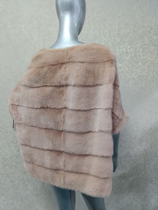 НОВА норкова шуба, шубка, напівшубок, светр. Рожева пудра. Італія.