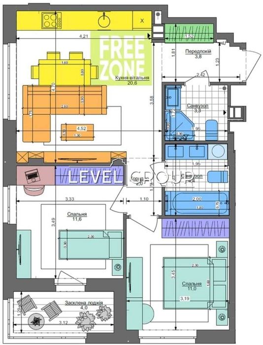 2-кімнатна квартира за адресою вул. Батьківщини Кістяківських (площа 61 м²) - Atlanta.ua - фото 2