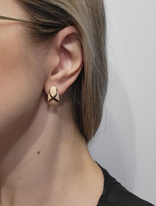 Kolczyki różowo złote z emalia vintage 80/90's