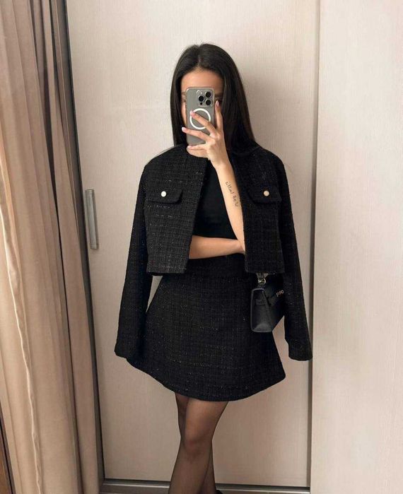 Костюм жіночий піджак та спідниця/Костюм женский твидовый мод 080