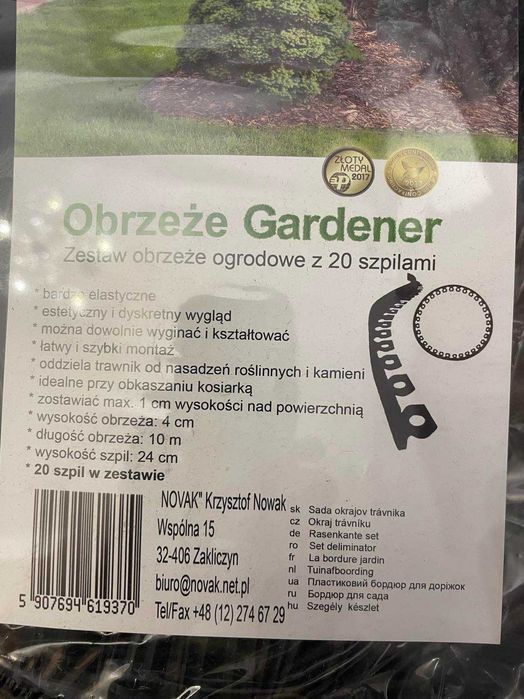 Obrzeże Garden wys. 4 cm dł. 10m. +20 szpil