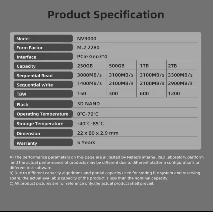 SSD M.2 NVMe Netac NV3000