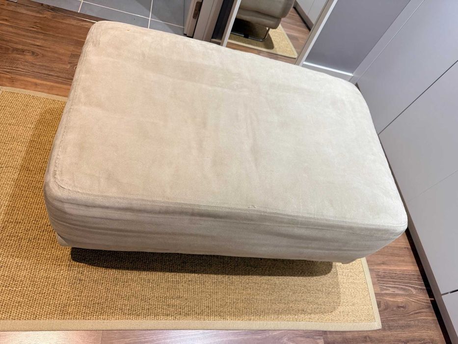 Banqueta / Puff Grande Estofado Bege, 90 × 60 cm