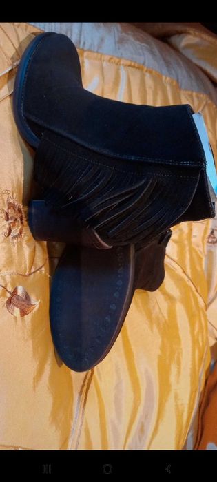 Botins castanhos com franjas, camurça, 36 - Seaside