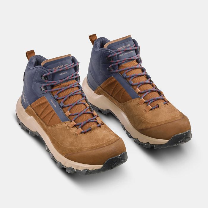 Botas impermeáveis de caminhada na montanha mh500 Mid homem Castanho