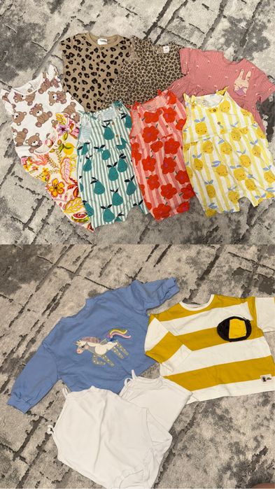 Next та h&m літні ромпер, сукня, худі, бодіки 80 см