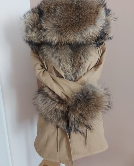Parka Rozenek futro naturalne Jenot Nowość Poszukiwana