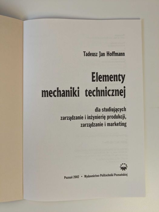 Elementy Mechaniki Technicznej Tadeusz Jan Hoffmann WPP