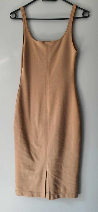 Sukienka na ramiączkach Zara Trafaluc, kolor nude, rozmiar S.