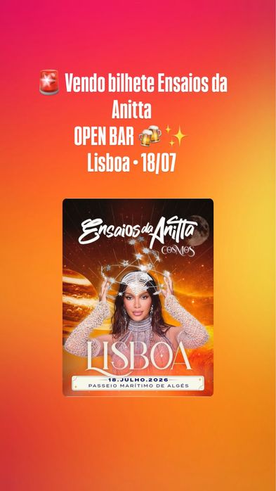 Vendo bilhete Ensaio da Anitta