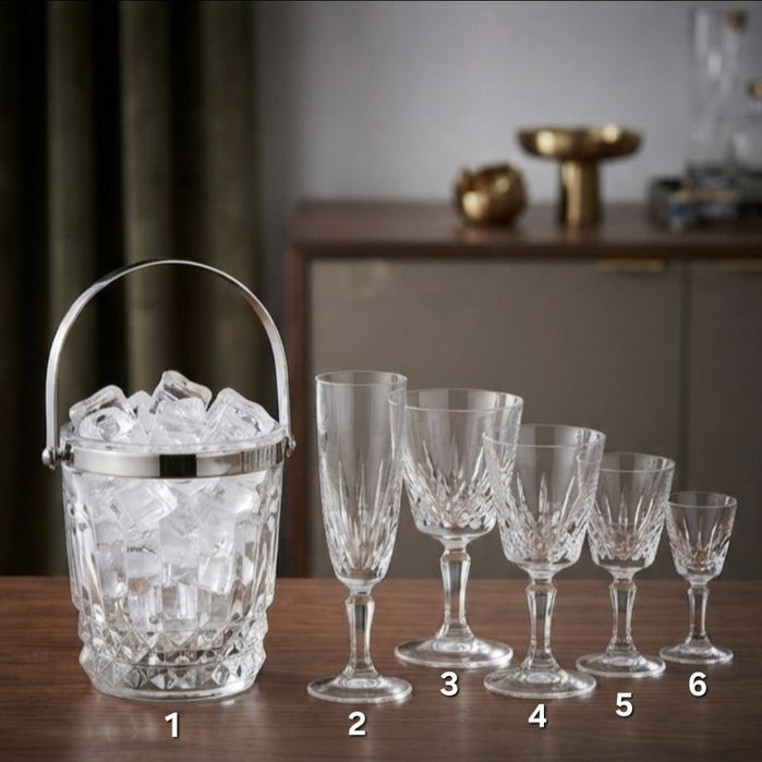 Serviço de Cristal Francês Cristal d'Arques de 50 Peças, anos 70
